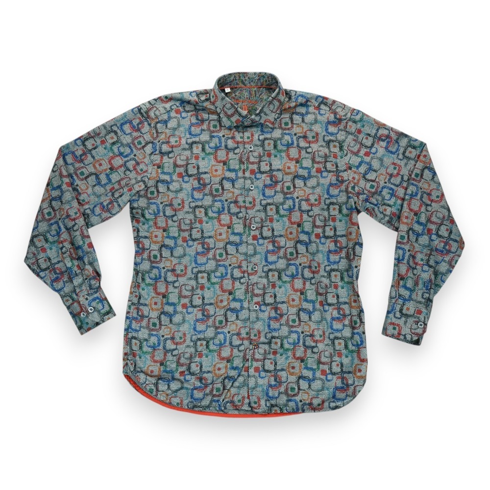 Visconti Men's All Over Print Geometric Pattern Long‎ Sleeve Shirt Size Large